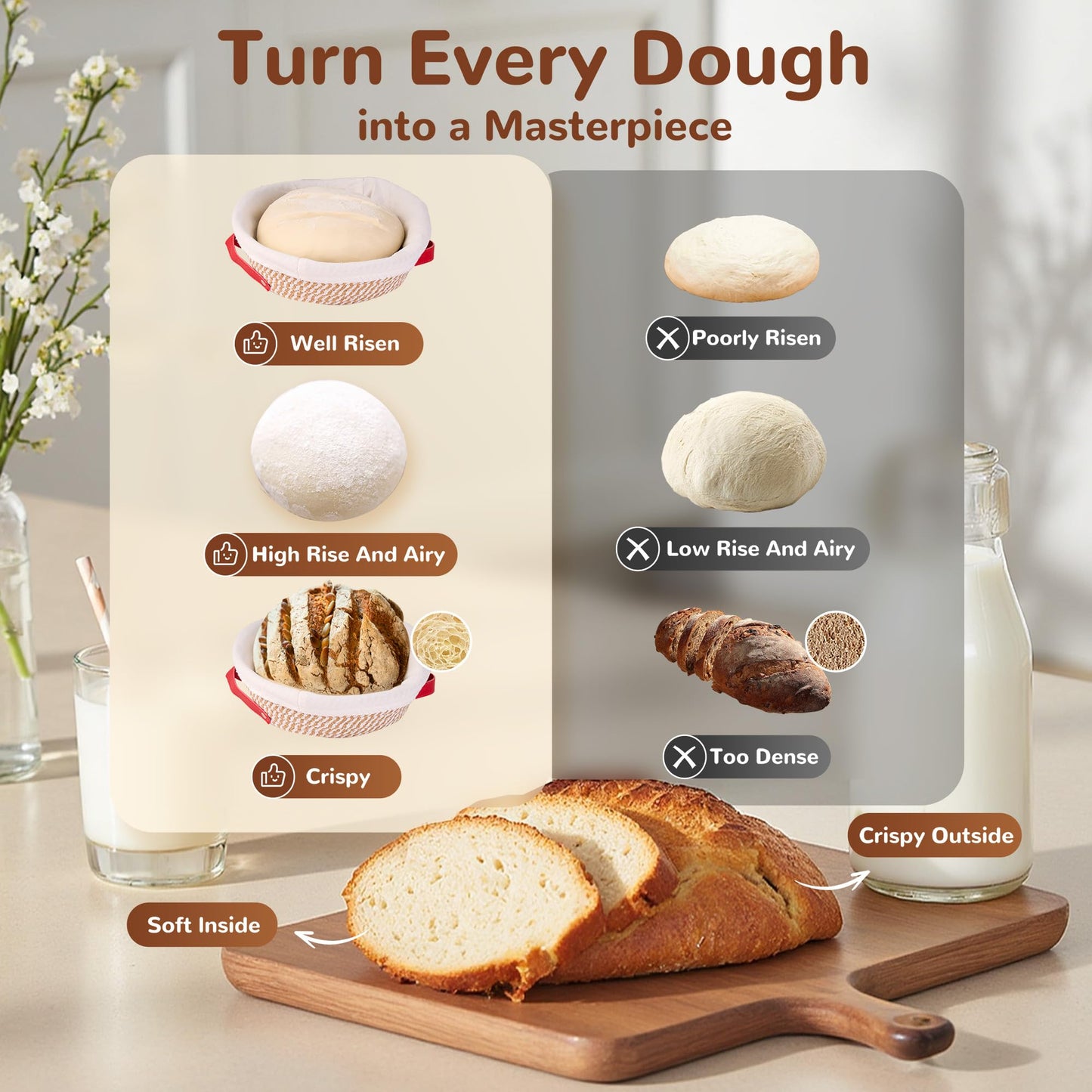 Sourdough Starter Kit, 9" Round and 10" Oval Banneton Bread Baking Supplies, Bread Making Tools Kit, Sourdough Proofing Basket, Sourdough Kit Gifts for Bakers Women Wife Mom