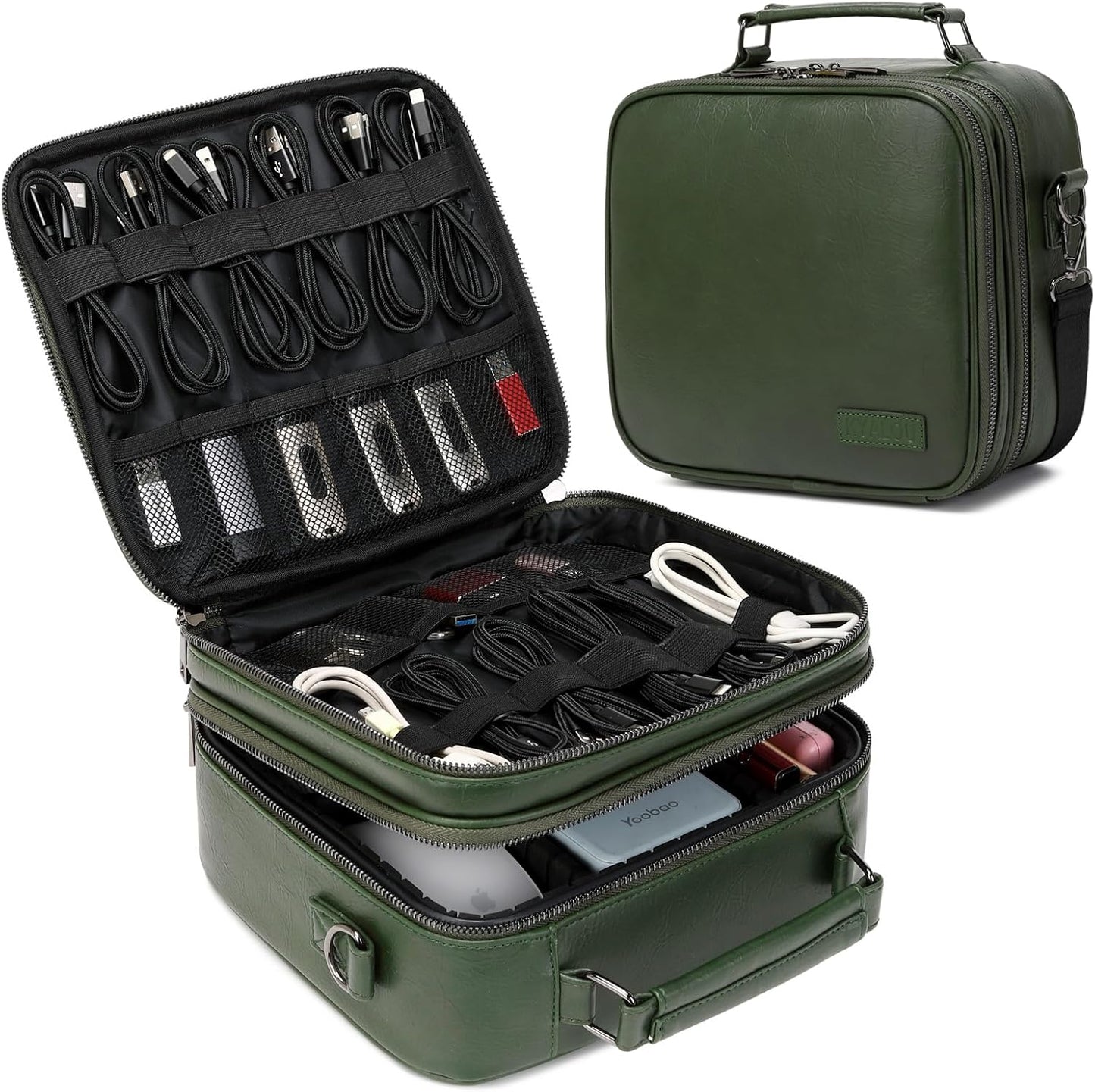 KYALOU Electronics Travel Organizer, Large Electronic Accessories Cable Case with Adjustable Dividers, Waterproof Tech