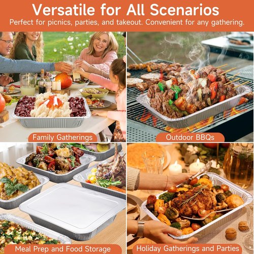 Aluminum Pans 9x13 (30 Pack) - Disposable Foil Pans for Cooking, Baking, Meal Prep & Food Storage