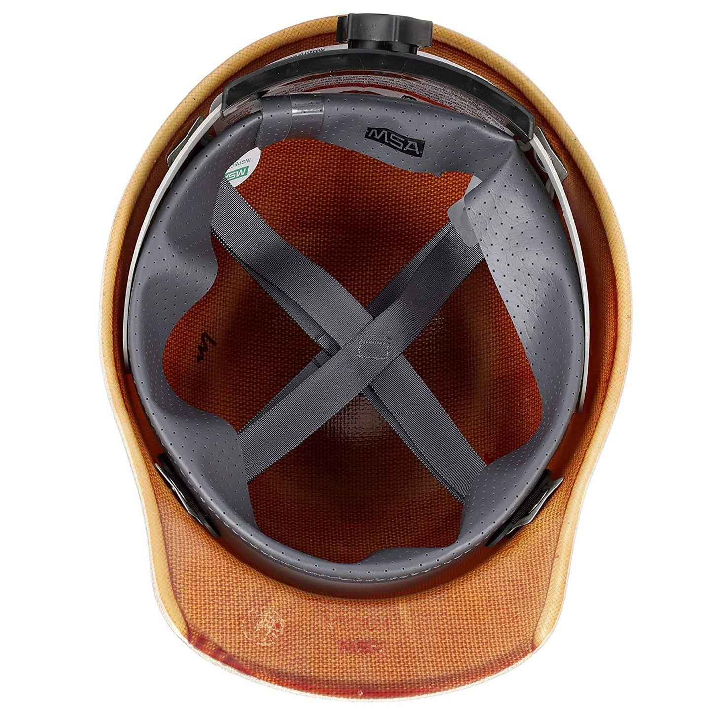 MSA 816651 Skullgard Cap Style Safety Hard Hat with Swing Ratchet Suspension | Non-slotted Cap, Made of Phenolic Resin, Radiant Heat Loads up to 350F - Standard Size in Tan