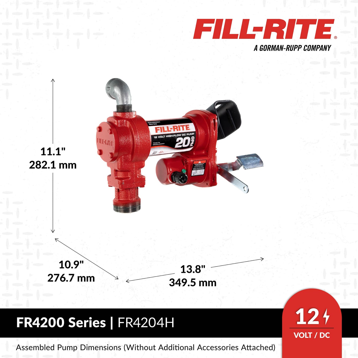 Fill-Rite FR4204H 12V 20 GPM Fuel Transfer Pump (Pump Only) | Gasoline, Diesel, Kerosene, Ethanol Blends, Methanol Blends, & Biodiesel