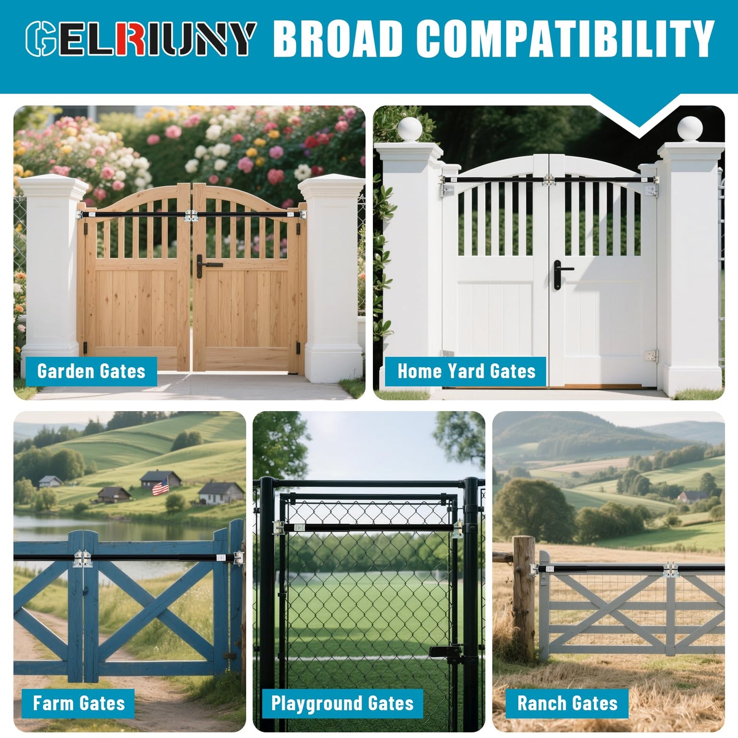 New TB200 Hydraulic Gate Closer, Rust Resistant & Weatherproof Automatic Gate Closer, Adjustable Closing Speed, Fits 60 to 140 Lbs Vinyl, Steel, Wood, Chain Link Fence Gates, Black