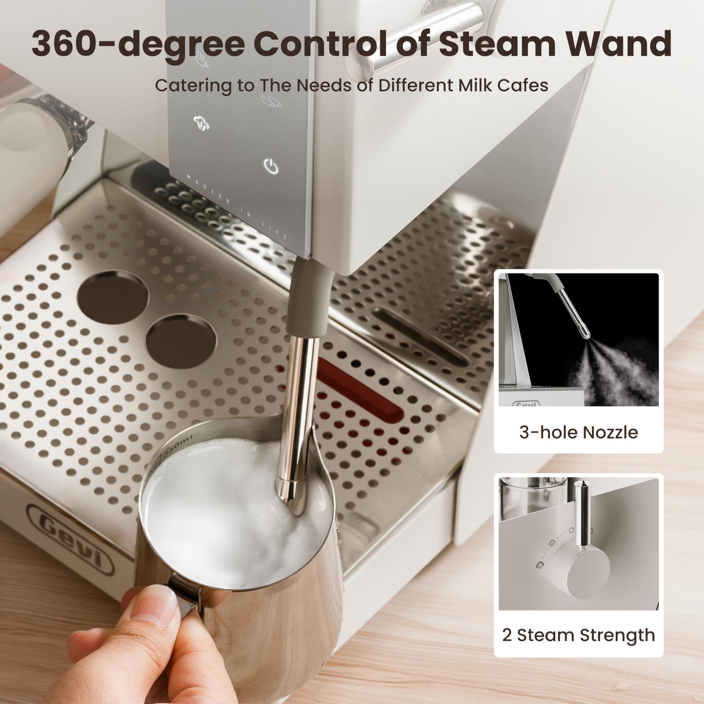 Gevi 58mm Professional Espresso Machine - PID Temperature Control & OPV System, Touch Display, 20Bar Italian Pump, Milk Frother for Barista-Quality Home Coffee, Great Gift