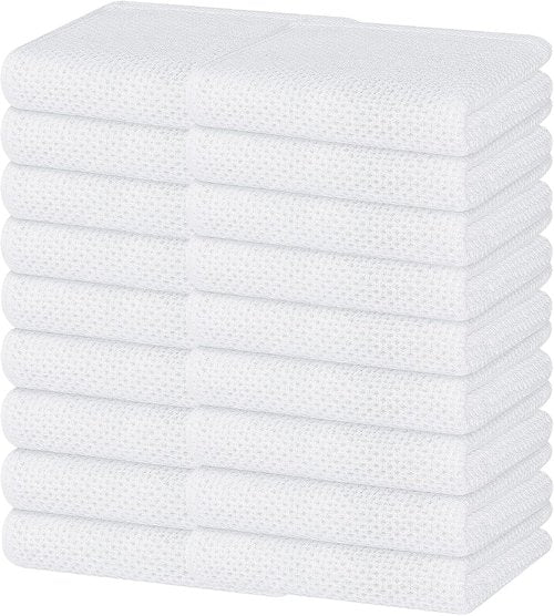 Homaxy 100% Cotton Kitchen Dish Towels - Ultra Soft & Absorbent Quick Drying | 13 x 28 Inches, 18-Pack, White