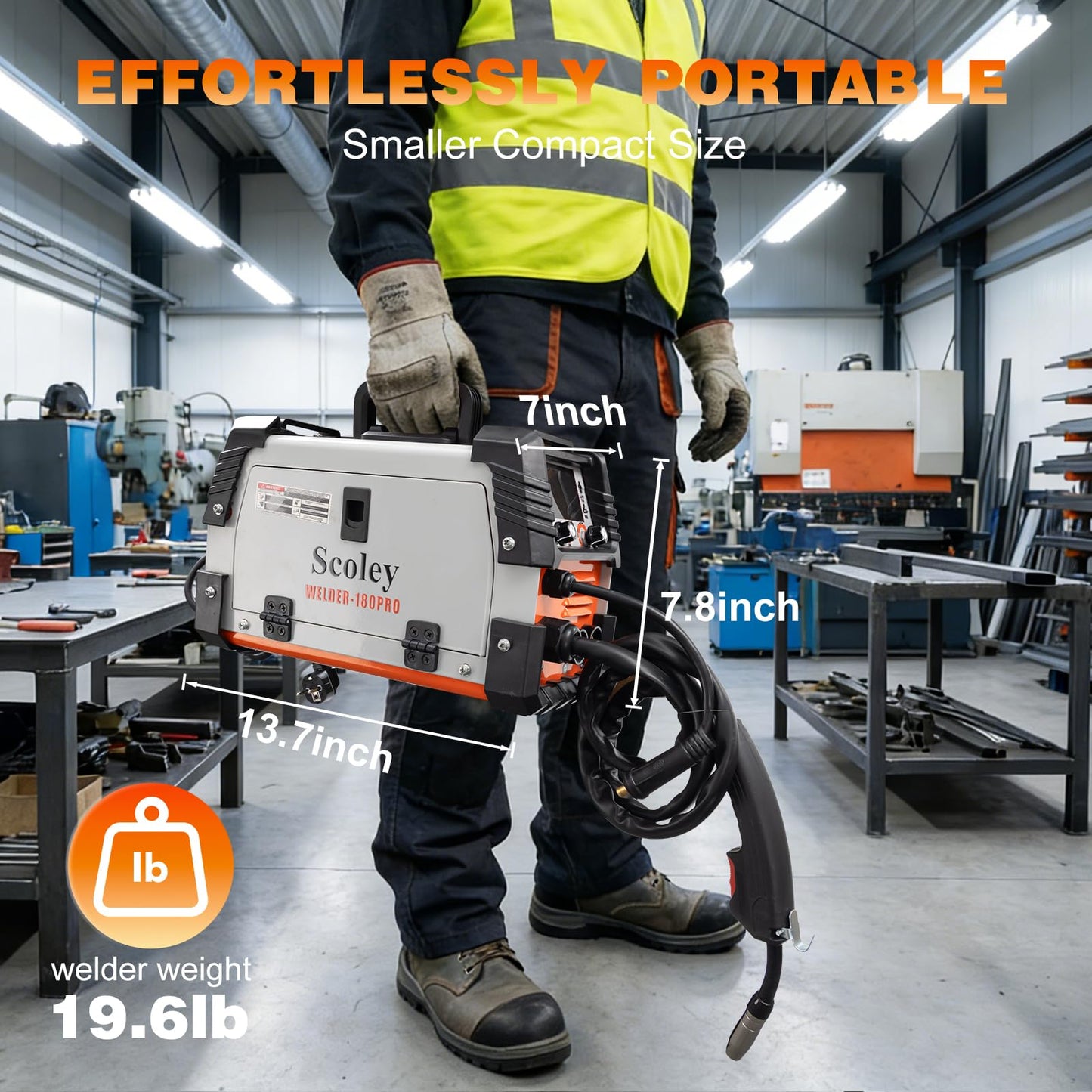 Scoley 5-in-1 MIG Welder 110V/220V, 180A Aluminum Welder/Gas MIG/Flux Core Welder/Lift TIG/Stick Welding Machine with IGBT Inverter Synergic Control, Large Digital Display, Welding Gloves & Mask