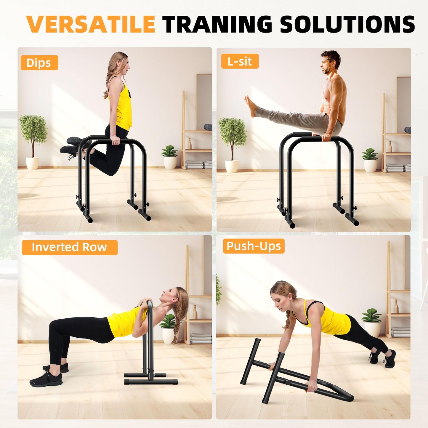 Outdoor Basic Adjustable Dip Bar Station - Heavy Duty Parallel Bars, Extra Tall & Thickened Steel Design for Home Gym, Calisthenics & Strength Training