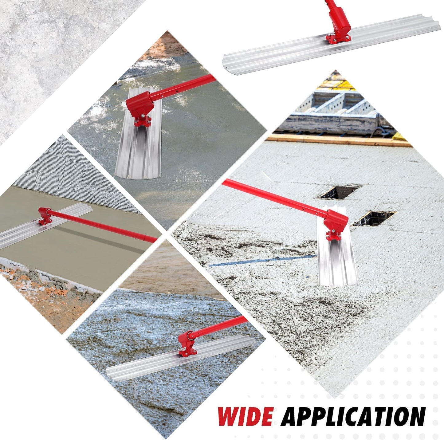 Concrete Bull Float Kit 48x8", Magnesium Square Edge Bull Floats with 47.2" Extendable Handles x 4, Concrete Bull Float Tools for Concrete Finishing