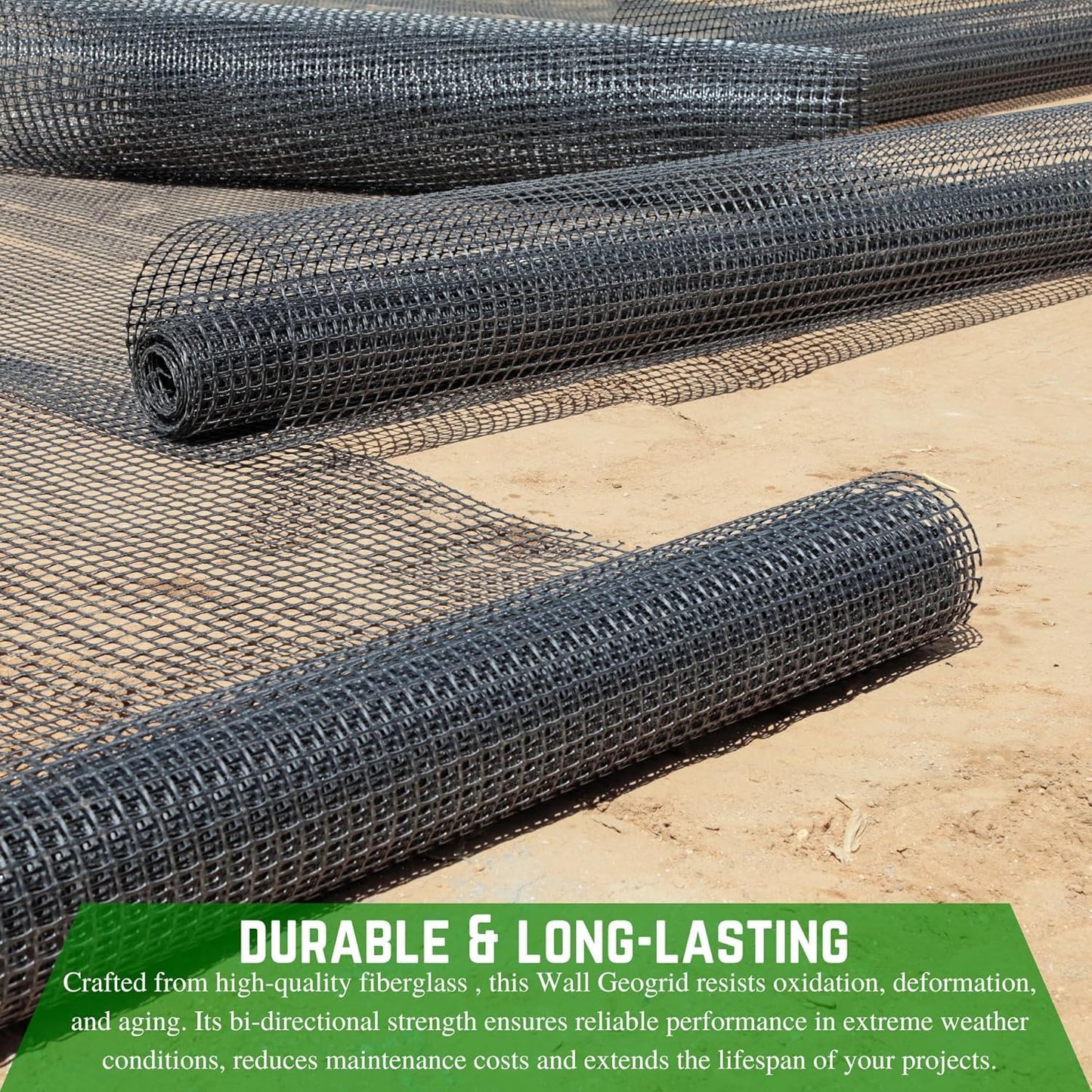 Farm Plastic Supply - Bi-Directional Geogrid for Retaining Wall 6.5ft x 288ft, Geogrid Used for Driveway, Retaining Wall, Geocell