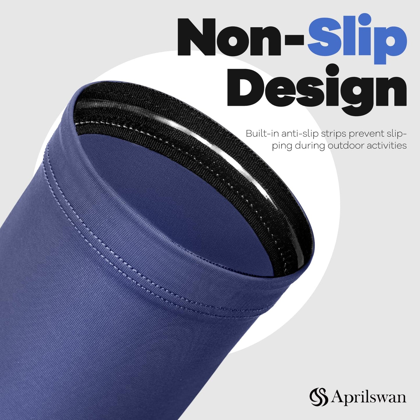 Aprilswan Arm Sleeves, UV Sun Protection Sports Non Slip Compression Cover for Men/Women 1 Pair Black