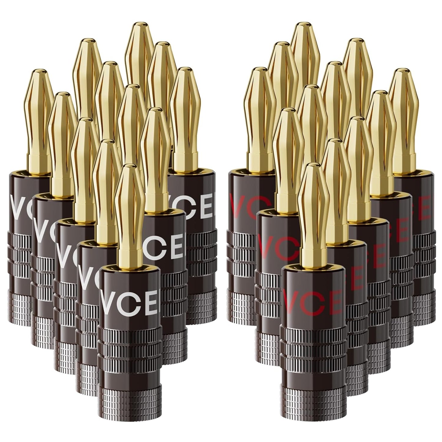 4mm 24K 12-18 Theater(12 (24 VCELINK Banana Plugs, Speaker Wire Connectors, Gold Plated Dual-Screw Type for AWG Wire