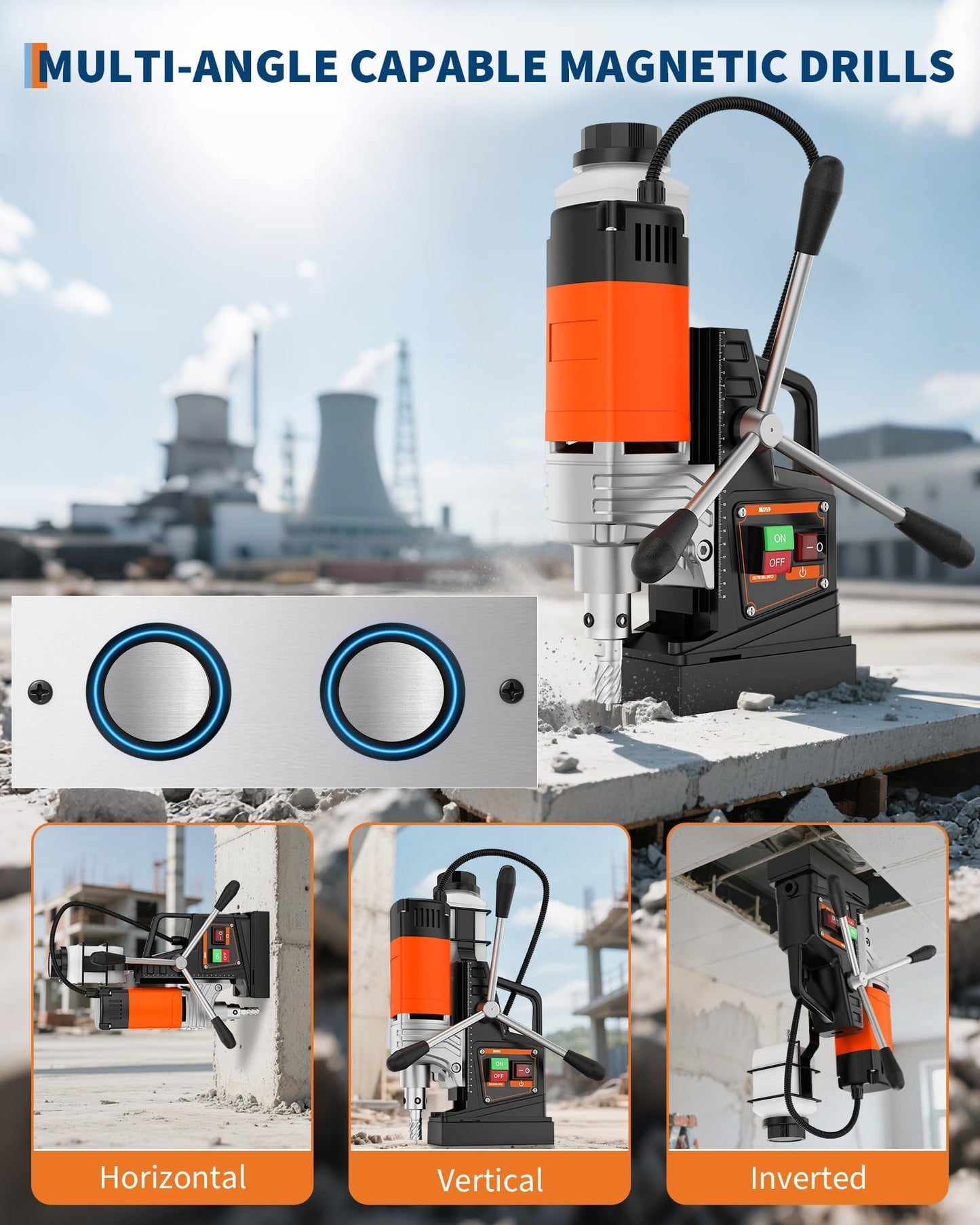 Mag Drill Press, 1750W 2 in Boring Diameter, 2922lbf Power Magnetic Drill, 810 RPM Portable Electric Drilling Machine for Metal Surface, Industrial & Home Improvement