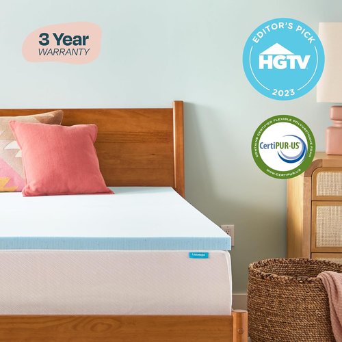 Linenspa Memory Foam Mattress Topper | Twin Size - 2 Inch Gel-Infused Foam - Cooling & Pressure Relief