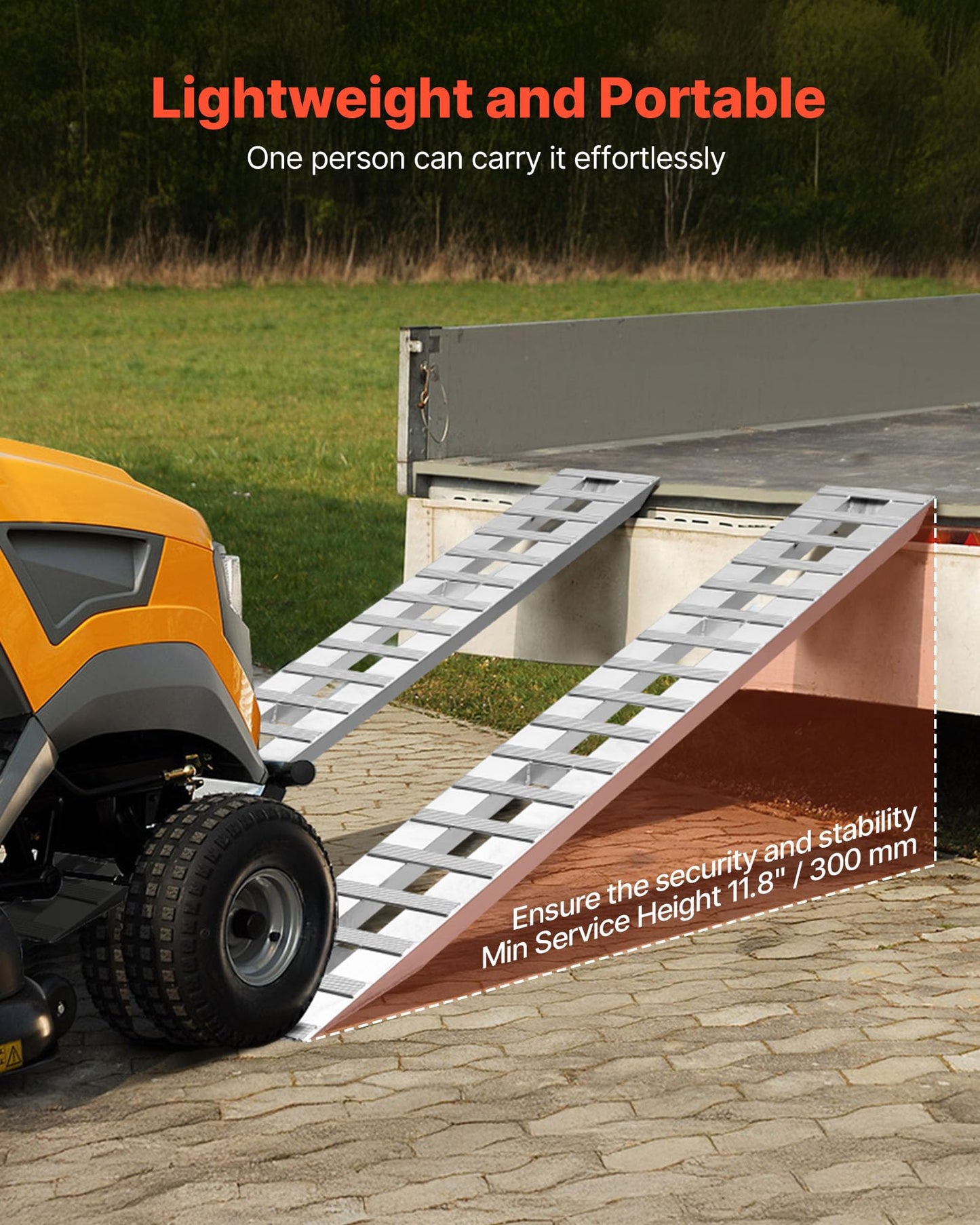 VEVOR Loading Ramps, 2 Pcs 108 x 15 in, Durable Aluminum and Heavy-Duty Trailer Ramp Set with Anti-Slip Plates, 10000 Lbs Combined Capacity, for Carts, Farm Tractors, ATVs, Lawn Mowers, Motorcycles