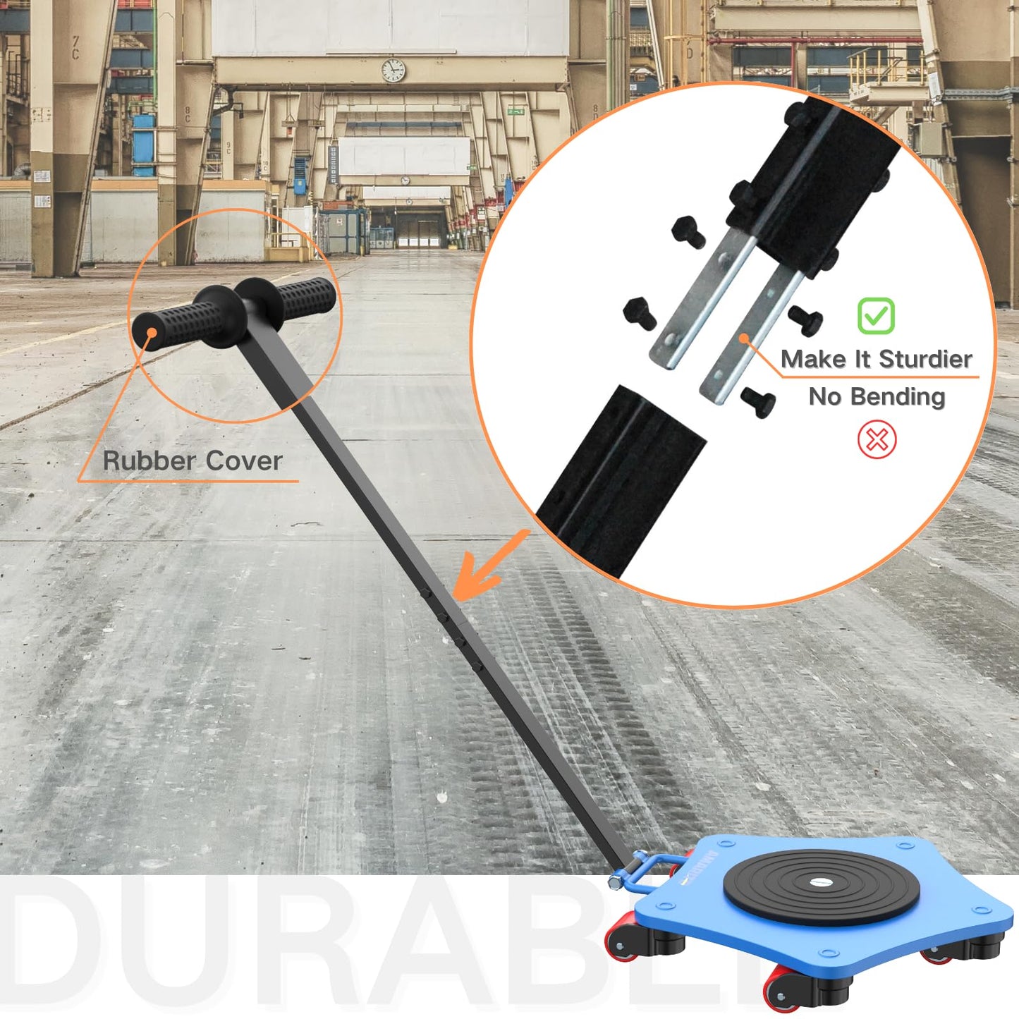 Amarite Machine Skates 8800lbs Capacity-Heavy Duty Machinery Mover with 5X 360° Swivel Rollers for Industrial Use - Equipment Skates for Warehouse and Workshop Transporting