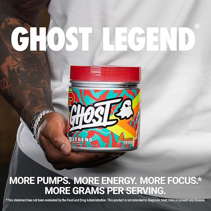 GHOST Legend Pre-Workout Powder, Orange Cream - 30 Servings ??Pre-Workout for Men & Women with Choline, L-Citrulline, & Beta Alanine for Energy & Focus