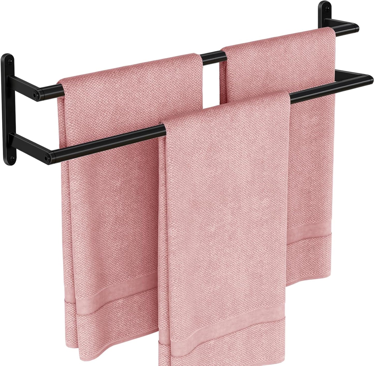 Skiennix Double Towel Bar - 24-Inch Stainless Steel Wall-Mounted Towel Rack in Matte Black