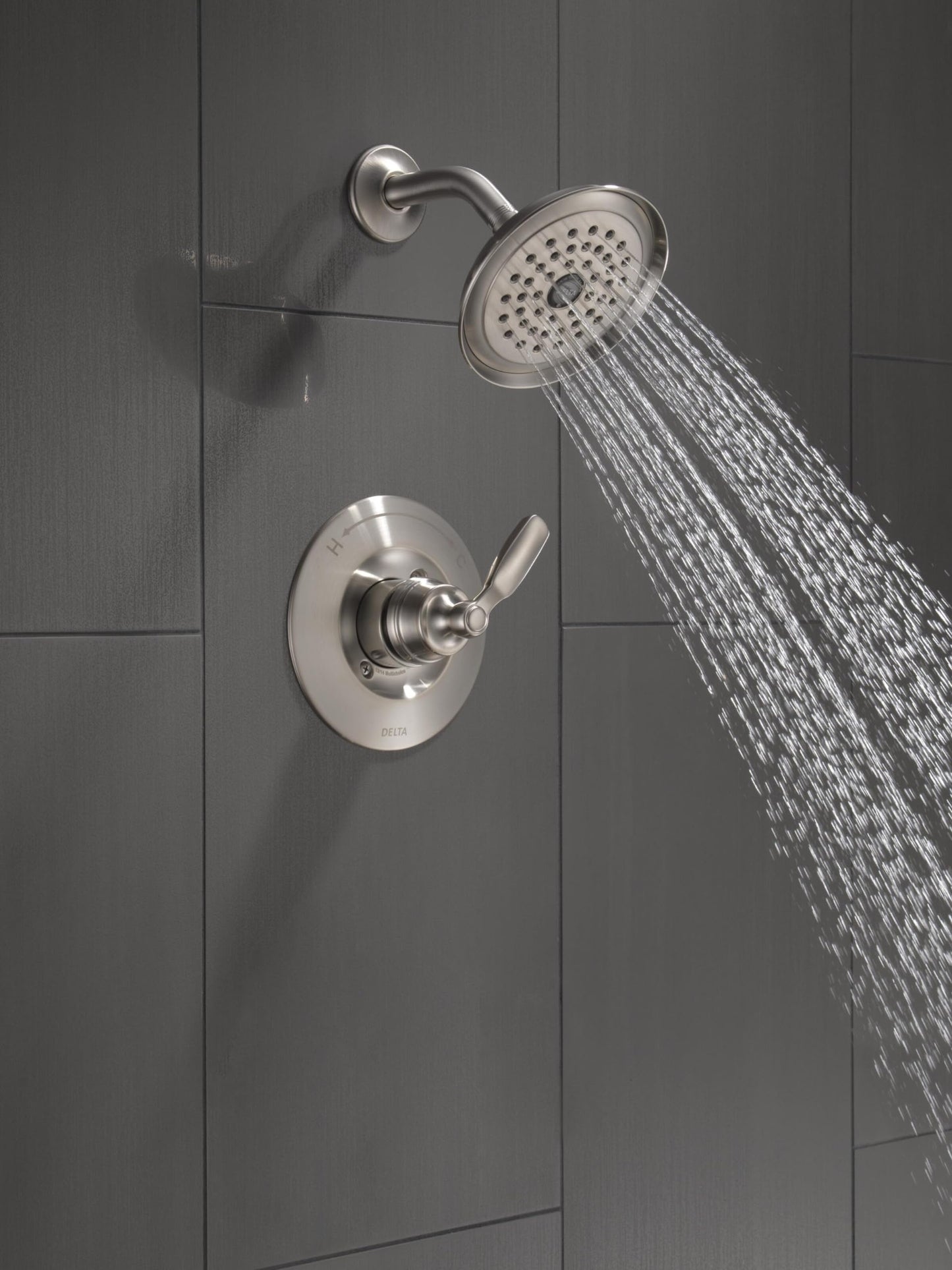 Delta Woodhurst 14 Series Shower Faucet Set, Brushed Nickel Shower Head and Handle Set, Valve Trim Kit, Stainless T14232-SS (Valve Not Included)