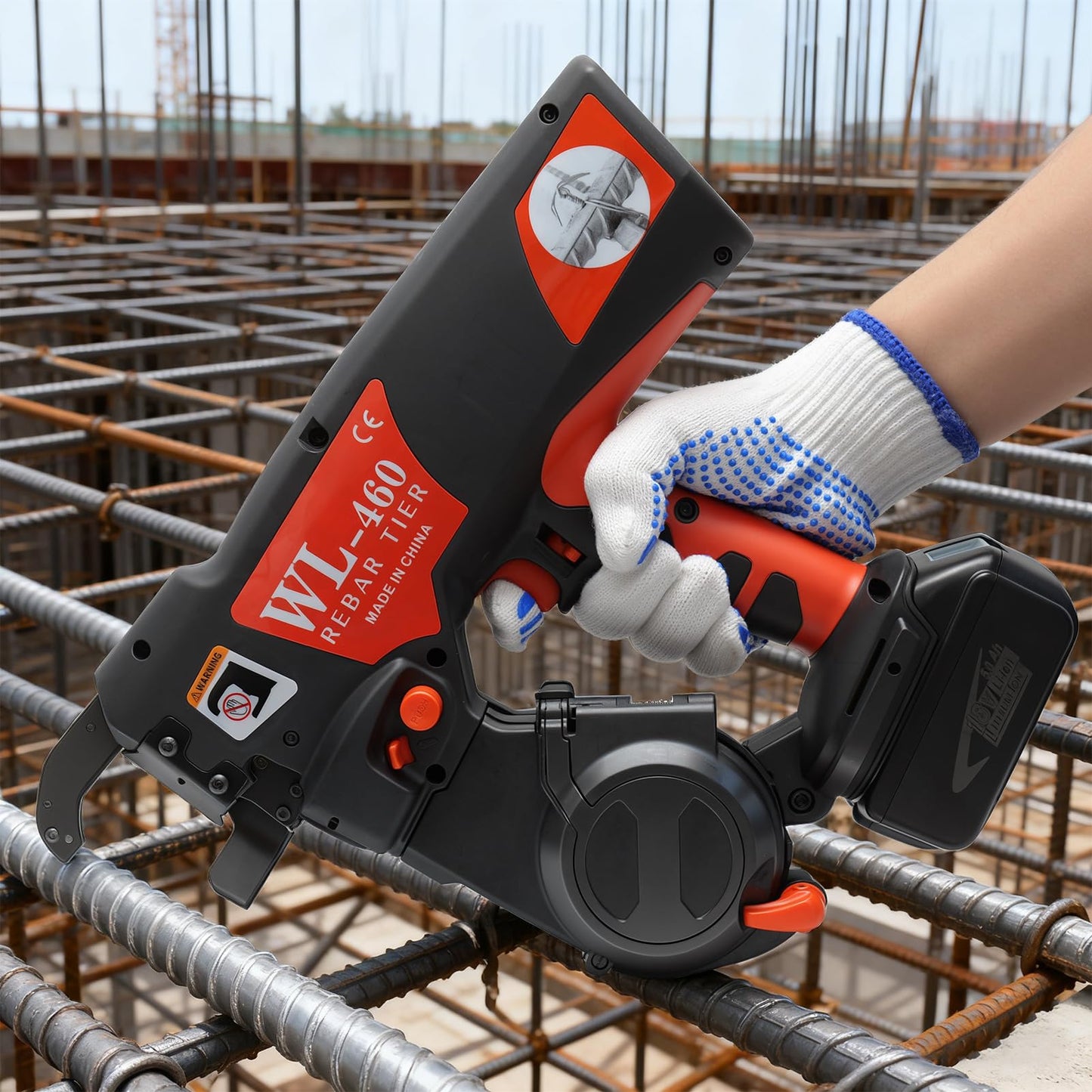 SDLOOL Automatic Rebar Tying Machine Rebar Tier Gun up to #7 x #7 with 19ga(1.0mm) Wire, 2 x 18V 5000mAh Battery Handheld Rebar Tying Tools