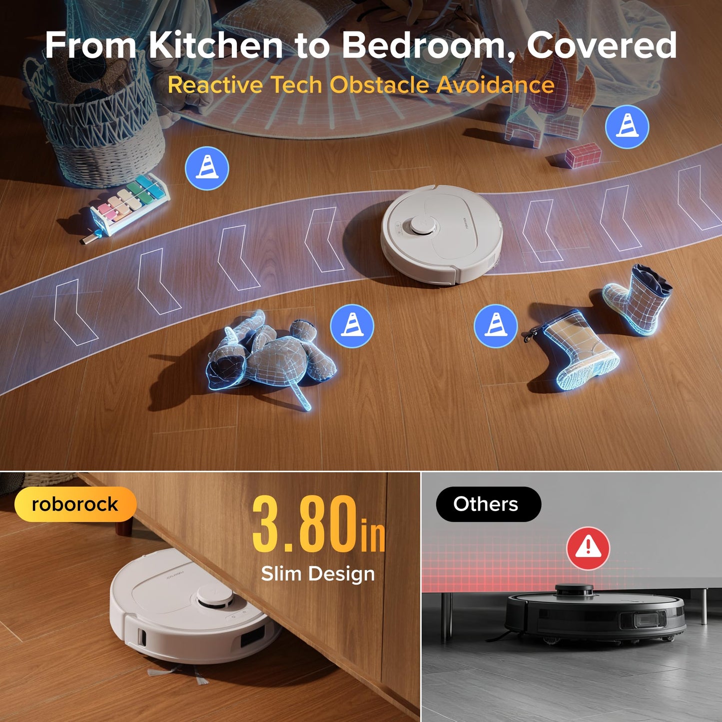roborock Qrevo S Pro Robot Vacuum and Mop, 18,500Pa Suction, Multifunctional Dock with 167℉ Mop Self-Cleaning, Smart Obstacle Avoidance, Anti-Tangle Brush, Liftable Spinning Mop, White