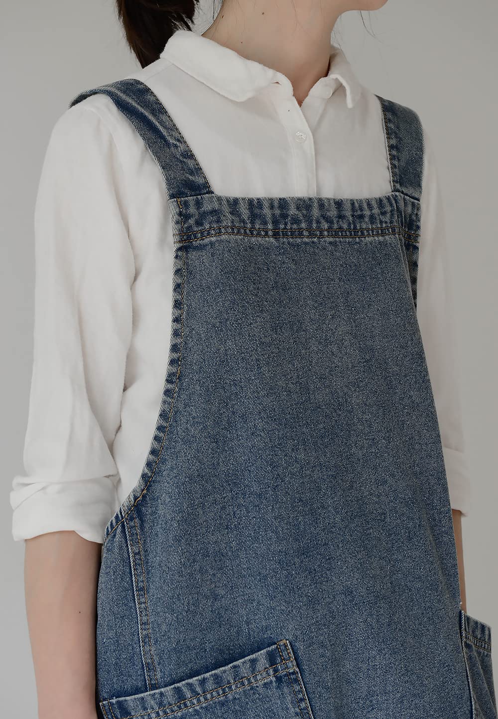 BCHWAY FAMILY Denim Apron with Large Pockets for Cooking Kitchens, Gardening Aprons for Women Men, Bib Jean Apron for Arts Cafe Work (Style B, Deep Blue)