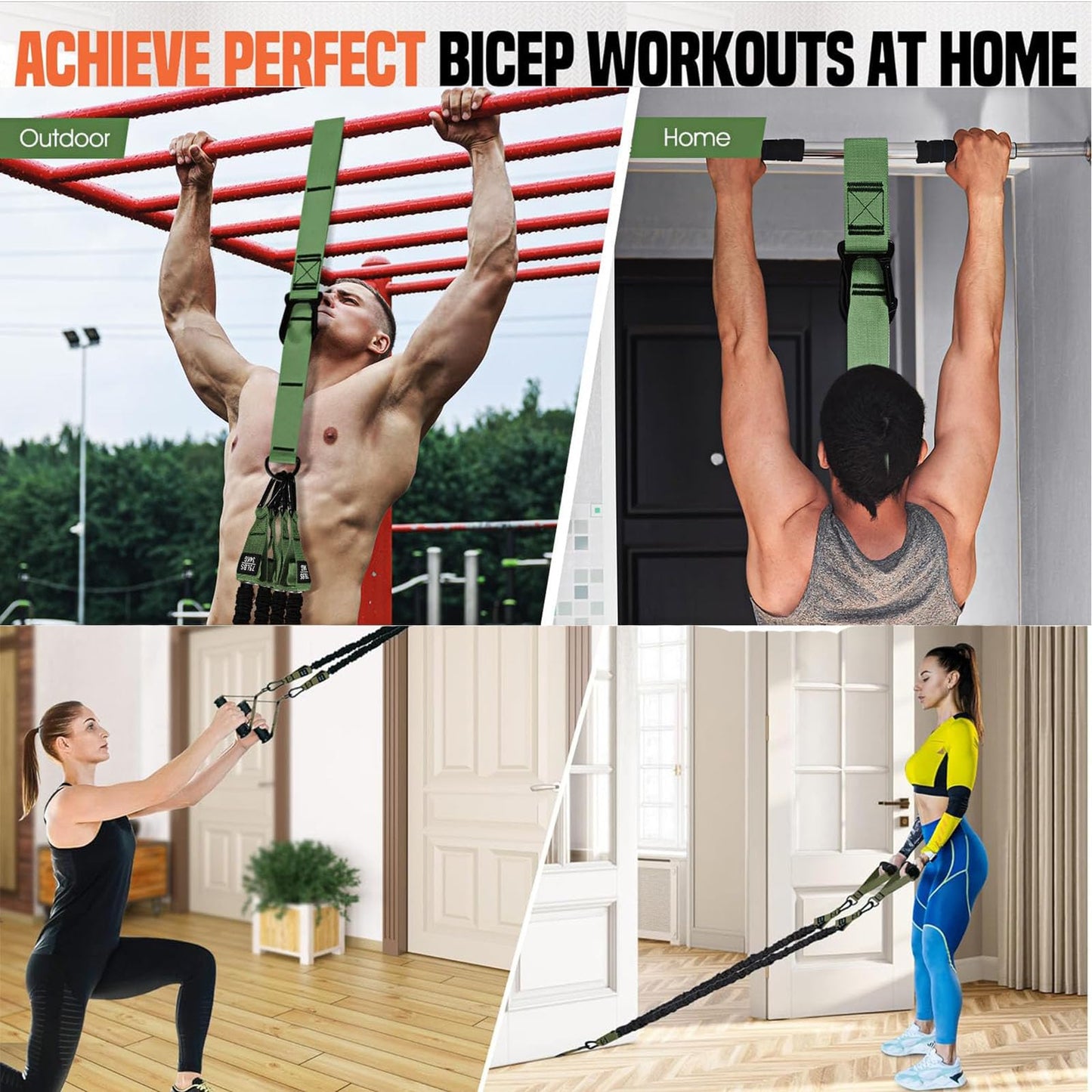 Pull Up Assistance Bands Set,Adjustable Heavy Duty Pull Up Assist Workout Bands for Men, Women, and Seniors,Resistance Bands for Pull Ups,Pull Up Bar Accessories (Army Green)