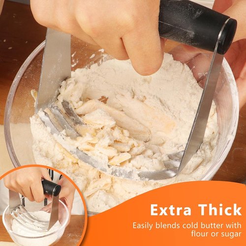 HULISEN Stainless Steel Biscuit Cutter Set - Durable Pastry Scraper & Dough Blender | Ergonomic Grip, 3-Piece Gift Set