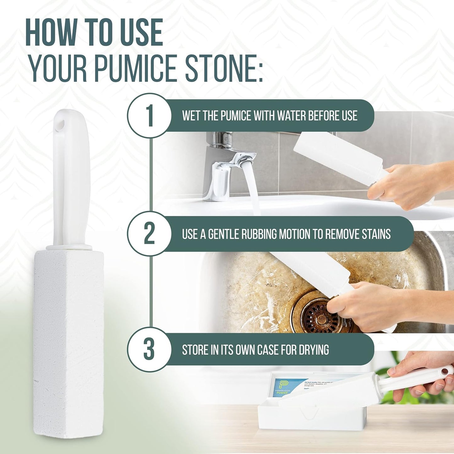 Powerstone Pumice Stone Toilet Bowl Cleaner - Effortlessly Removes Hard Water Stains | 1-Pack