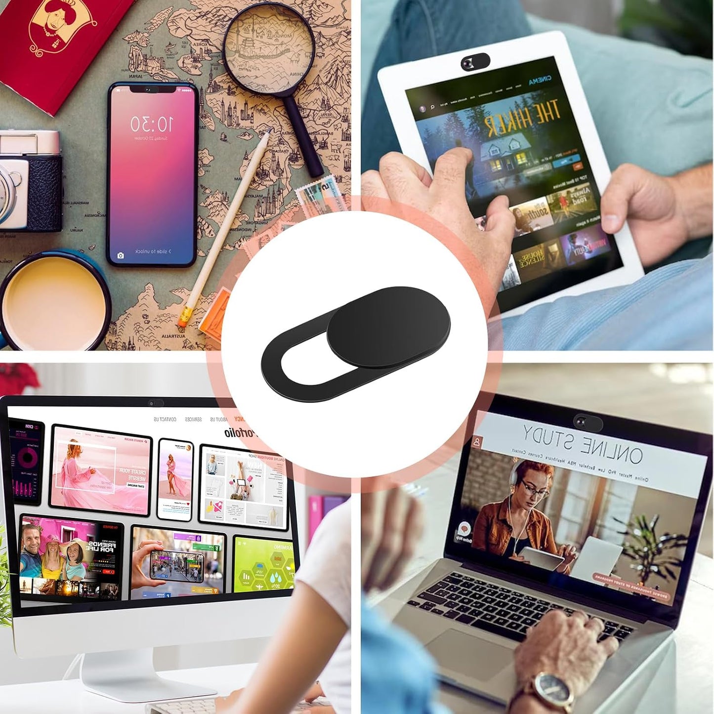 DOPENSPI 24PCS Camera Cover Slide, Ultra-Thin Phone Camera Cover Plastic Cameras Blocker Slider Webcam Covers for PC
