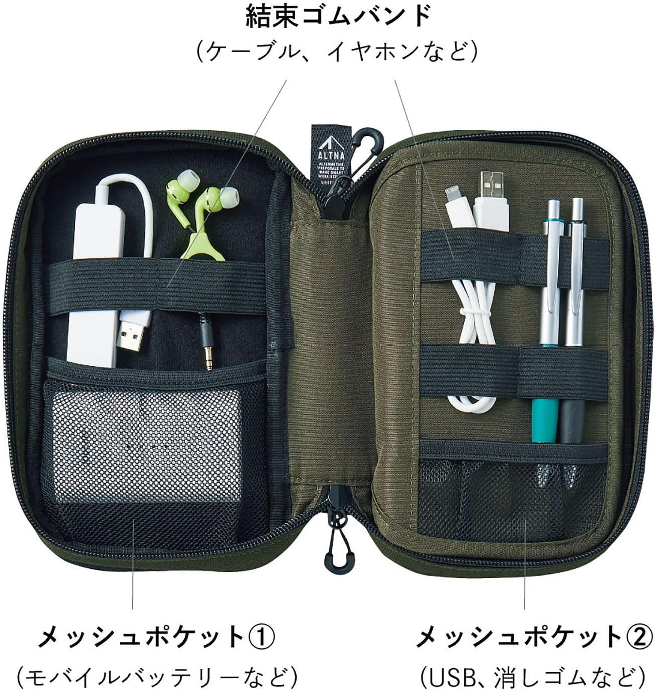 5 3.6 8.5, (A7765-11) LIHIT LAB Gadget Pouch, Double, x x Navy Blue
