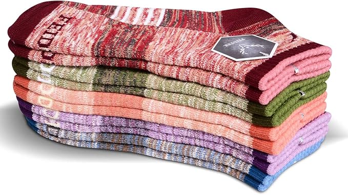 FEIDEER Hiking Walking Socks For Women, Multi-pack Outdoor Recreation Socks Moisture Wicking Crew Socks