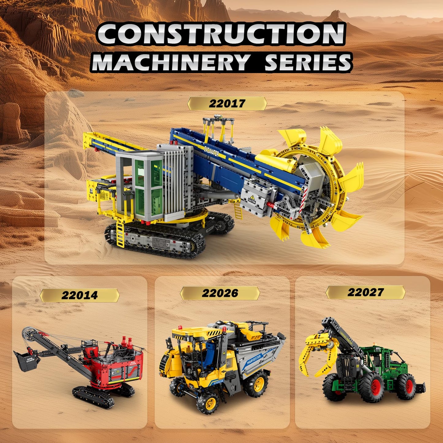 Reobrix Bucket Wheel Excavator Building Blocks Set 22017, Remote Control Construction Vehicle Model Kit for Adult, RC Technic Engineering Car Toys Gifts for Boys and Girls 14+, (3970 PCS)