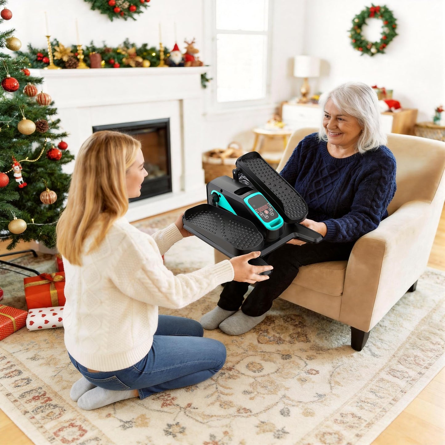 VIVURN-018 Under Desk Elliptical 12 Speed 5 Modes Mini Motorized Leg Exerciser While Sitting for Seniors As Seen on TV with Non-Slip Mat Quiet & Portable Electric Pedal Exerciser for Home and Office