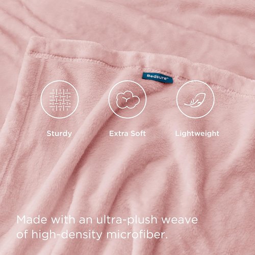 Bedsure GentleSoft Fleece Bed Blanket - Cozy Lightweight Plush Microfiber, Full Size Pink, 84x90 Inches