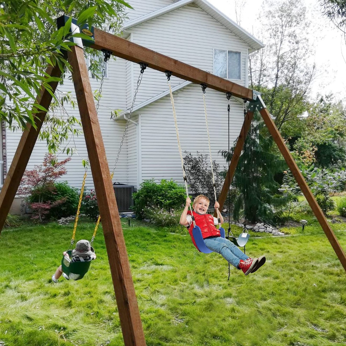BETOOLL Heavy Duty Swing Hangers Swing Set Hardware Playground Porch Yoga Seat Trapeze Wooden Sets Indoor Outdoor Set Black of 4