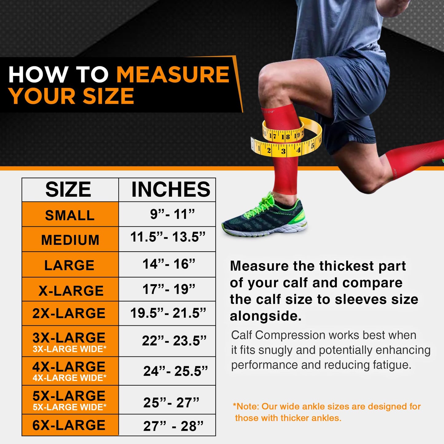Doc Miller Compression Calf Sleeve for Men & Women – 20-30mmHg Graduated Support for Running, Shin Splints, Calf Strain – Knee High, Small to 6XL Plus Size