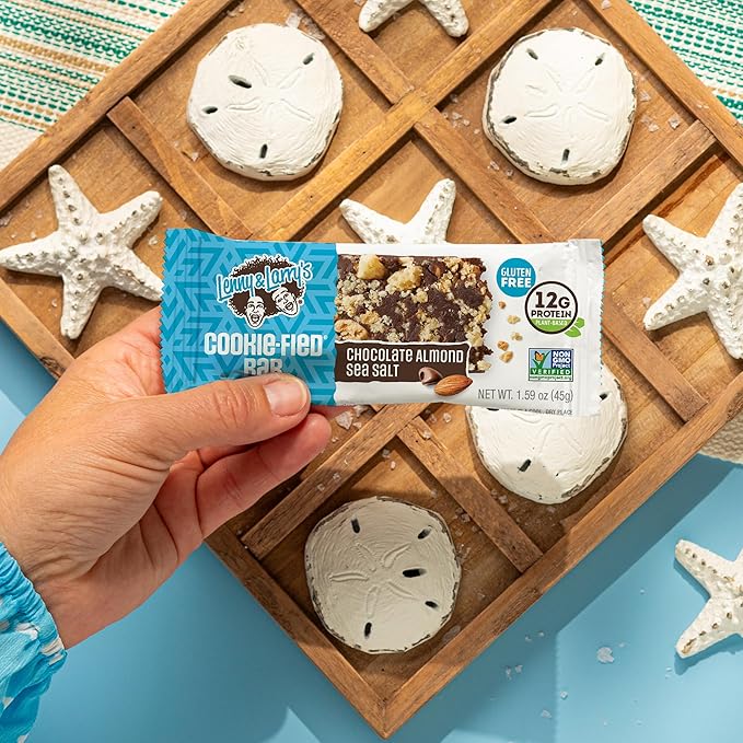 Lenny & Larry's Cookie-fied Protein Bar ??Chocolate Almond Sea Salt Vegan Protein Bars 9x45g ??Healthy Snacks with 12g Plant Protein & 5g Fiber ??Gluten free Power Bar, Keto Friendly, Non-GMO & Vegan