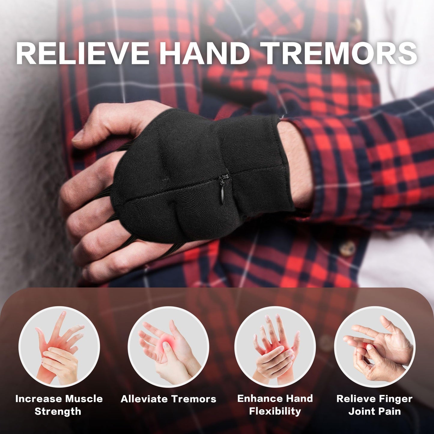 Weighted Gloves for Tremors-Adjustable Hand Gloves Stability Aid for Parkinson's Hand Tremors, Enhanced Grip & Writing Support for Elderly (Set Small)