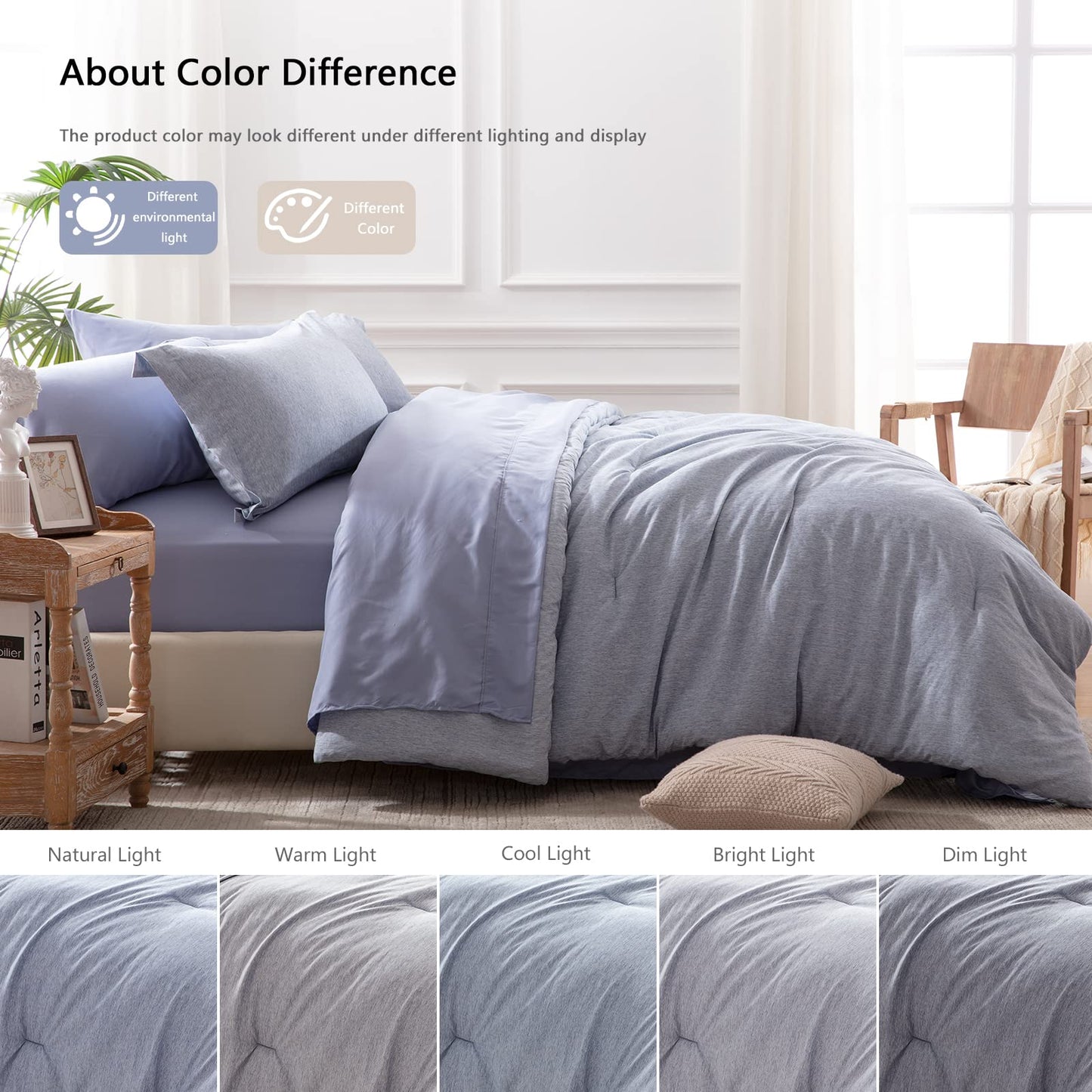 UNILIBRA King Comforter Set 7 Pieces Bed in a Bag - Sage Green King Soft Bedding Set for All Seasons - Cationic Dyeing Bed Comforter Sets with Comforter, Flat Sheet, Fitted Sheet, Pillowcases & Shams