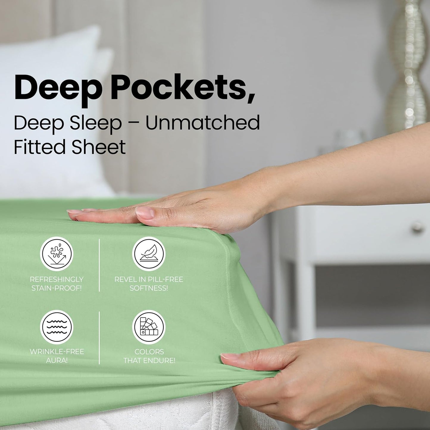 Utopia Bedding King Fitted Sheet - Soft Microfiber - Deep Pocket - Fade Resistant - Sage Green