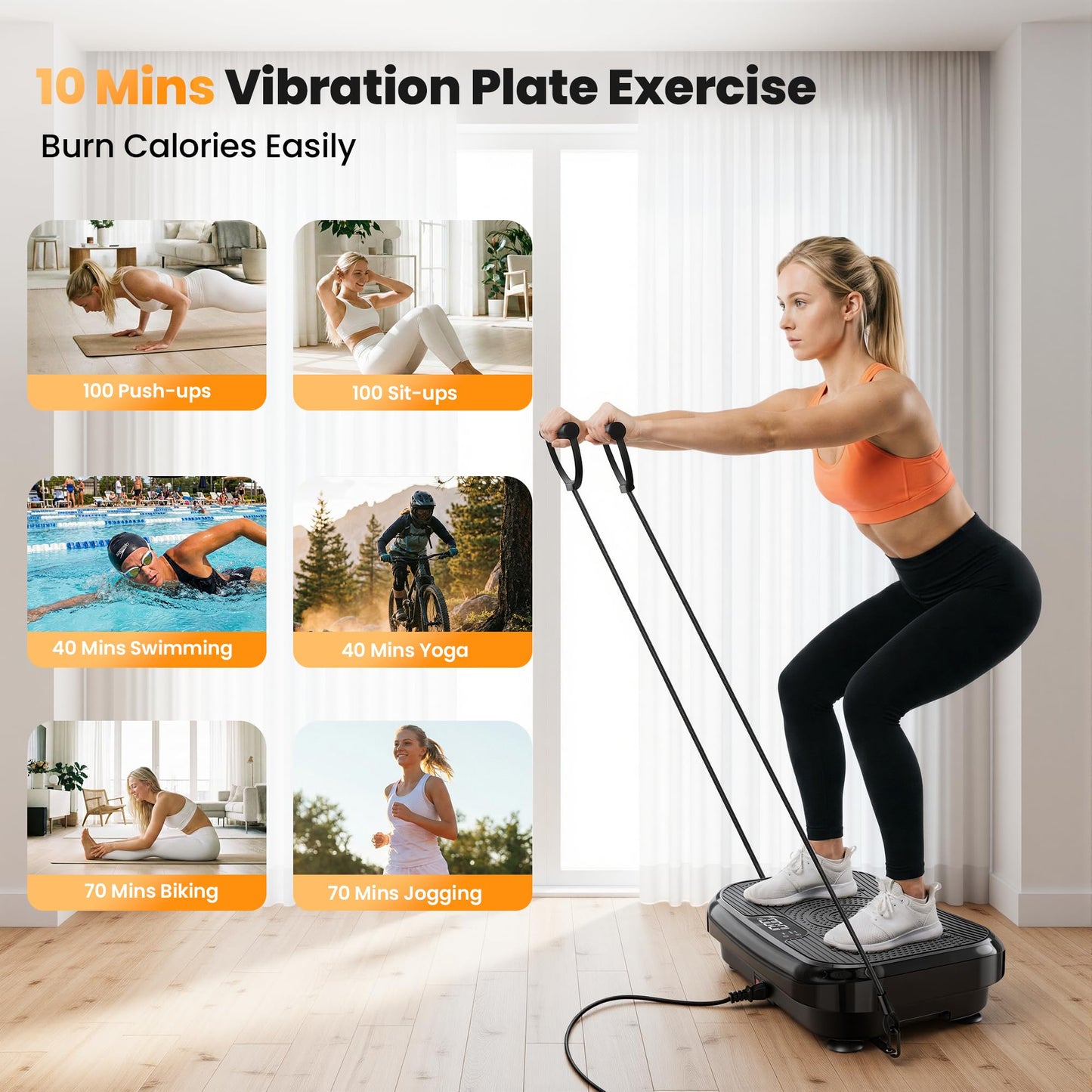 Steelite Vibration Plate Exercise Machine 450LBS Capacity, Full Body Workout Vibrating Plate for Lymphatic Drainage Weight Loss, 199 Levels Shake Platform with Resistance Bands for Women Men