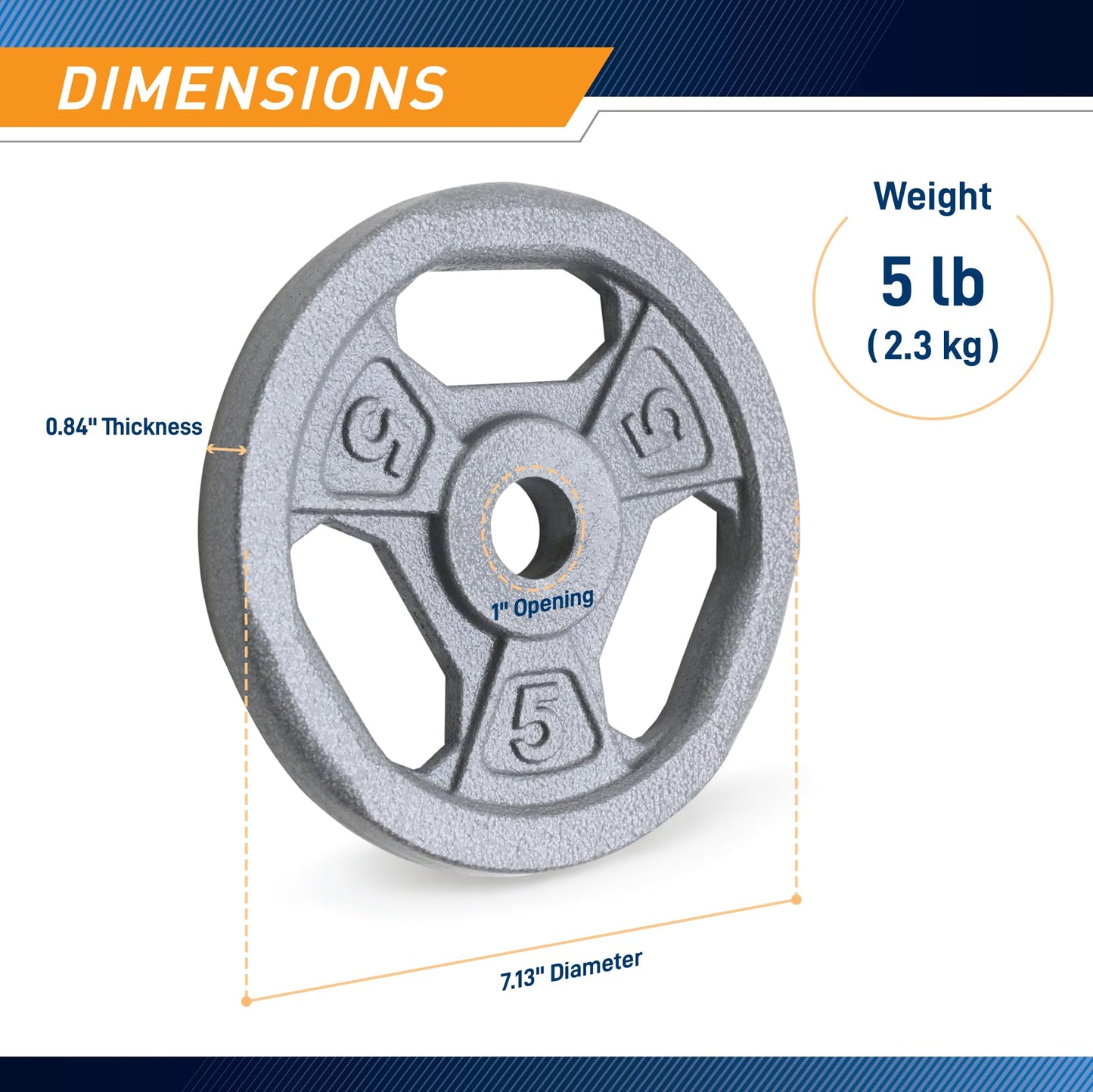 Marcy Cast Iron 5lb 1" Standard Grip Plate - B5G-5505