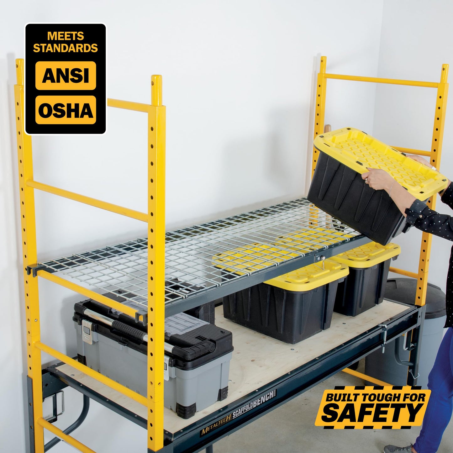 Metaltech Storage Shelf for Interior Scaffolding, Heavy Duty 200 lb Capacity, Metal Shelves for Storage, Shelf Organizers, Scaffolding Accessories, Storage Racks and Shelving