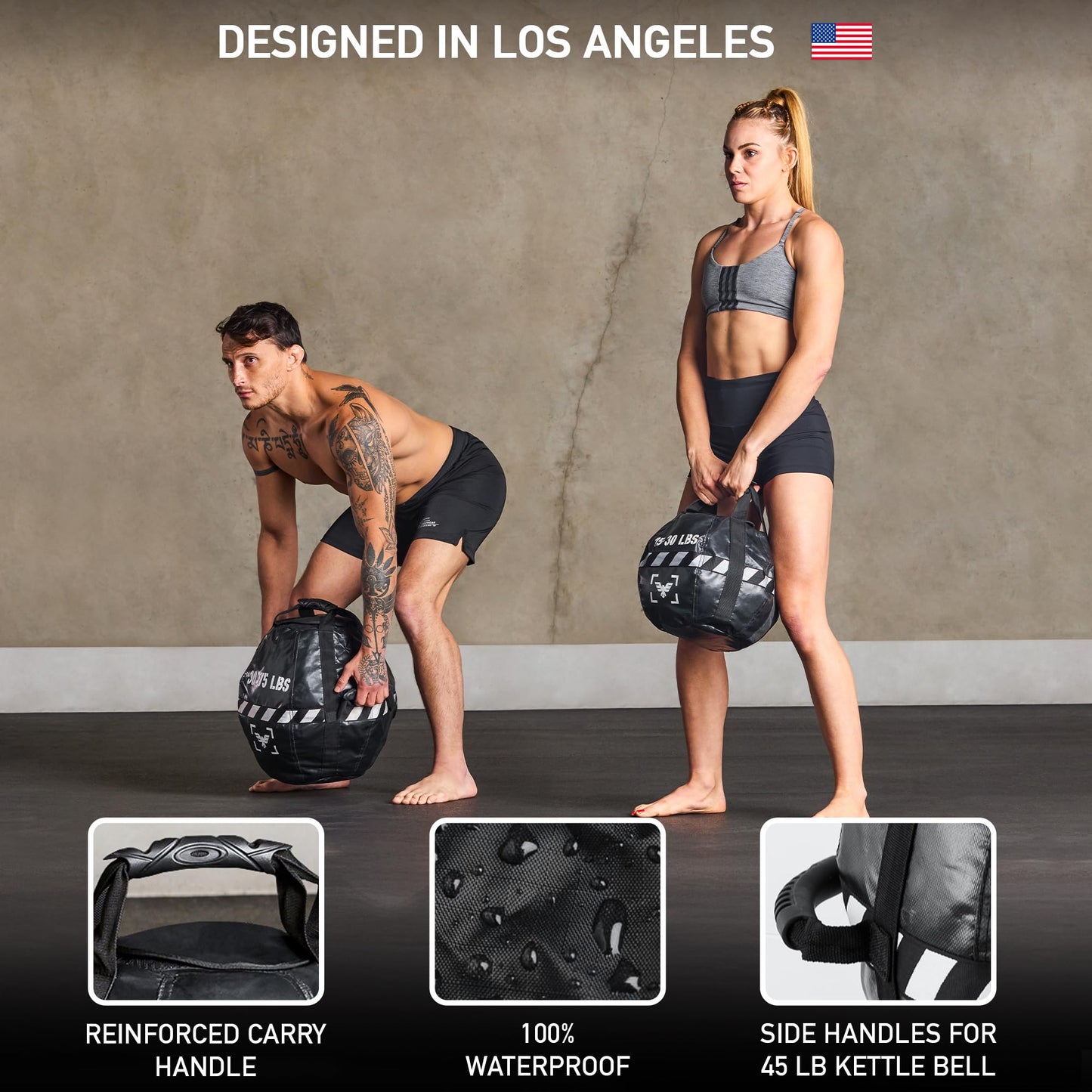 Elite Sports Kettlebell Sandbag - Heavy Duty Sand Weights Bag for Cross Training, Strength Training, Workout, Functional Fitness, Adjustable Weight, Durable Training Equipment for Home & Gym (Black, 10-20 LBS)