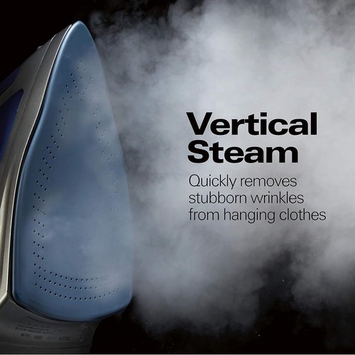 Hamilton Beach Steam Iron - Vertical Steamer with Scratch-Resistant Soleplate, 1500 Watts, Blue