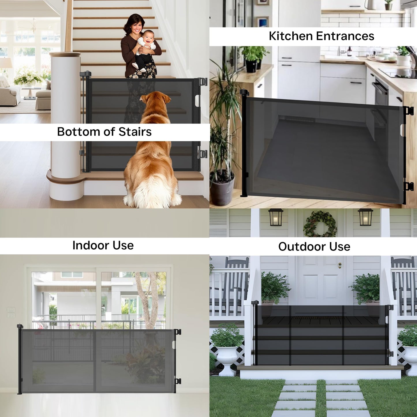 NurturaNook 236 Inch Extra Wide Retractable Baby Gate,Mesh Baby Gate or Mesh Dog Gate,34" Tall,Child Safety Gate for Doorways, Stairs, Hallways, Indoor or Outdoor