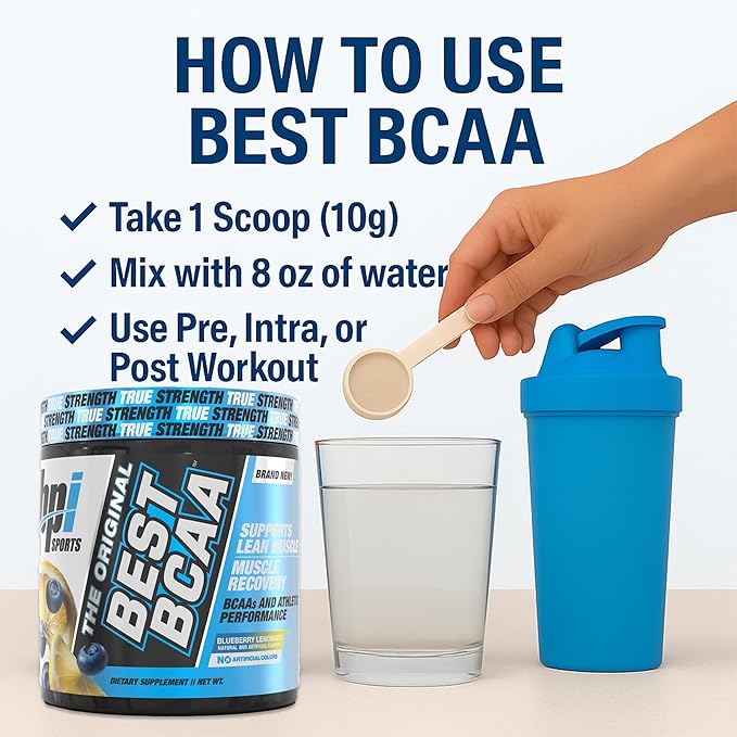 BPI Sports Best BCAA Powder - Muscle Recovery Support - Branched Chain Amino Acids | Building Blocks of Protein and Muscle - Post Workout Recovery ??Hydration - Blueberry Lemonade, 30 Servings