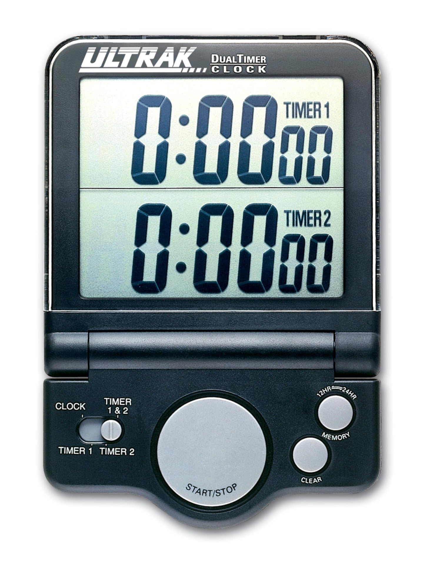ULTRAK T-4 Jumbo Dual Timer – Large 1” Display Countdown & Count Up Timer, 24 Hour Range, Loud Alarm, Dual Memory, Wall Mount or Tabletop for Classroom, Gym, Office & Meetings
