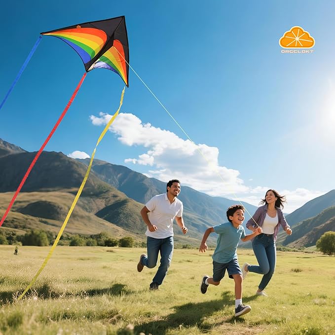 ORGCLDKT-Rainbow Cruiser Delta Kite, Kites for Kids Ages 8-12,4-8,Boys,Girls,Kites for Adults,Beach,Beginners,Giant.1Pc or 3Pcs Pack. Easy to Fly.