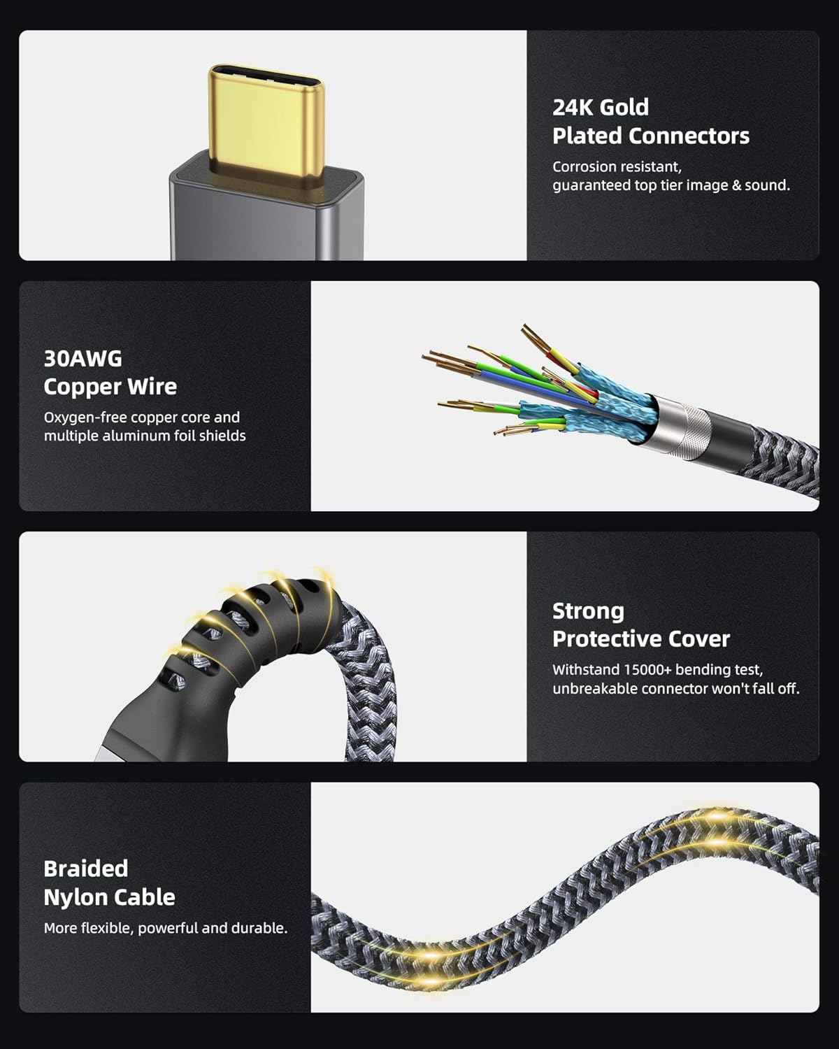 10FT 4 40Gbps 240W 8K/5K 2026 Maxonar Long Thunderbolt Cable, Sync, Charging, Display, All-in-One Cable Replaces