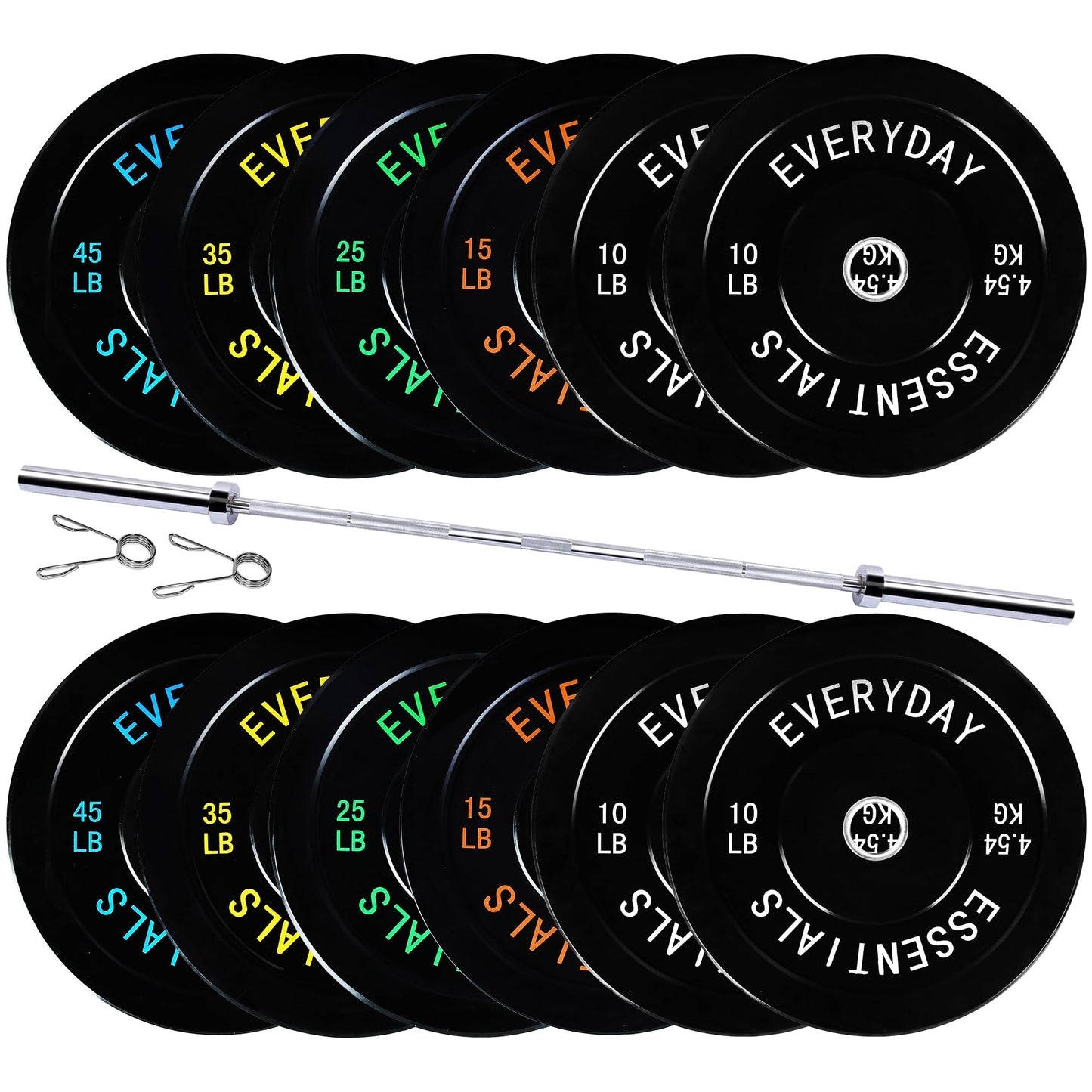 Fitvids 2-Inch Olympic Bumper Weight Plates Including 280 LB Weight Plates & 7FT Olympic Barbell Bar, Black